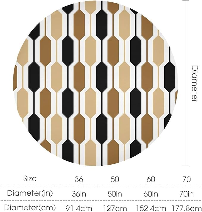 Abstract Boho Geometric Round Tablecloth, Mid Century Modern Geometric Art Retro Print Tablecloth for Home Party Dining Room Kitchen Decor 50Inch(127cm)