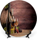 Decorative Plates, Wine Print Ornament, Rustic Viticulture Concept, 10 Inch, Kitchen Wall Decor, Brown Green Light Brown