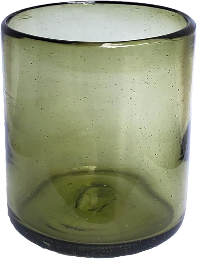 Solid Olive Green 9 oz Short Tumblers (set of 6), Recycled Glass, Lead-free, Toxin-Free (9oz Tumbler)