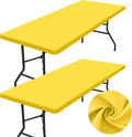 homing 2 Pack Rectangle Table Cloth, Elastic Fitted Fabric Tablecloth Fits for 6 Foot Folding Tables, Washable Table Cover for Picnic, Camping, Indoor & Outdoor (Yellow, 30" x 72")