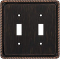 Henne Bery Rope Edge Decorative Wall Plate Switch Plate Outlet Cover (Double Toggle, Aged Bronze)