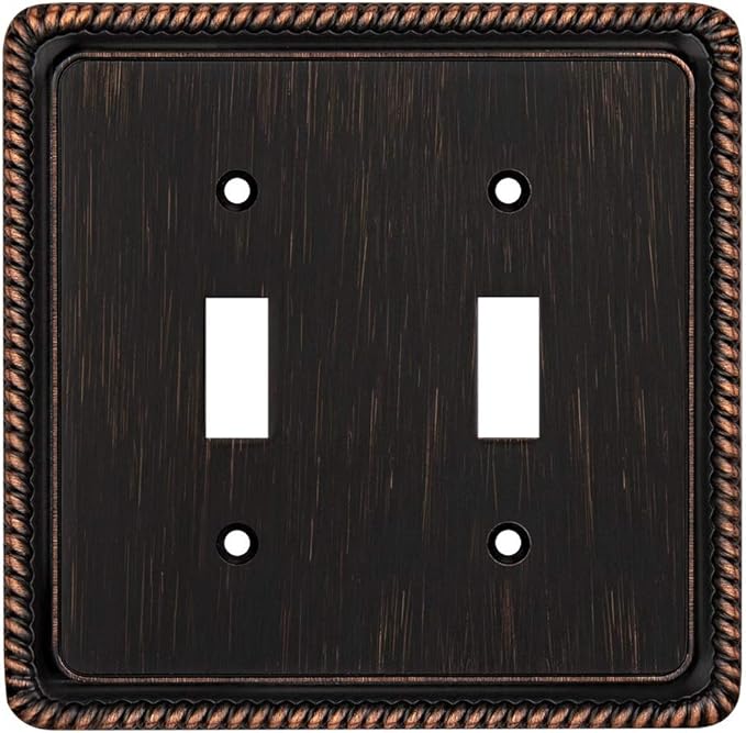 Henne Bery Rope Edge Decorative Wall Plate Switch Plate Outlet Cover (Double Toggle, Aged Bronze)