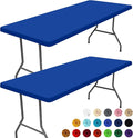 Spandex 4 Foot Rectangle Table Cloth 2 Pack, Elastic Fitted Tablecloths for Picnic, Stretch Washable Patio Table Cover for Outdoor, Camping, Banquet and Parties (Blue, 30"x48")