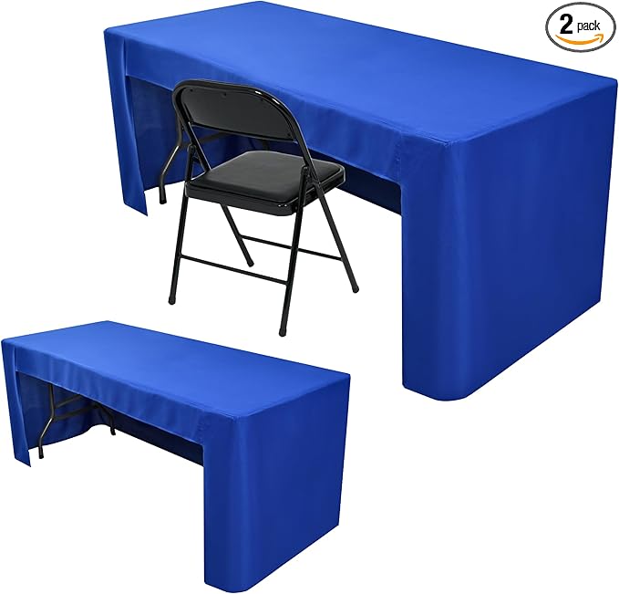 Nasitos 2 Pack Fitted Tablecloth for 4 Foot Tables-Royal Blue Open Back Folding Table Cover Washable and Wrinkle Resistant Table Cloth for Trade Show, Book Fair, Career Fair, Convention, Events