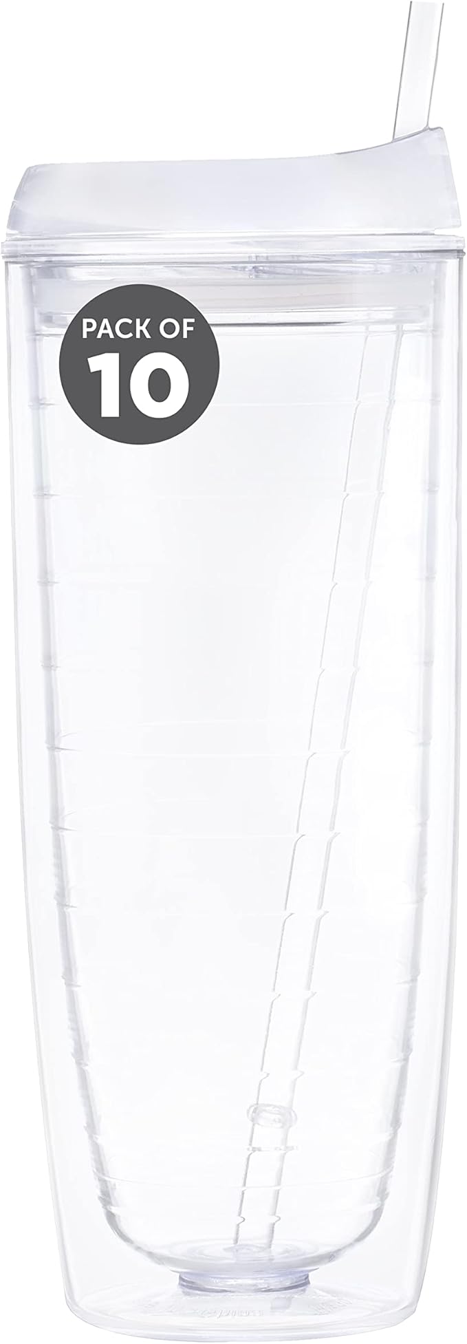 Custom Tall Orbit Acrylic Tumblers 20 oz. Set of 10, Personalized Bulk Pack - Perfect for Iced Coffee, Soda, Other Hot & Cold Beverages - Clear