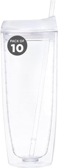 Custom Tall Orbit Acrylic Tumblers 20 oz. Set of 10, Personalized Bulk Pack - Perfect for Iced Coffee, Soda, Other Hot & Cold Beverages - Clear