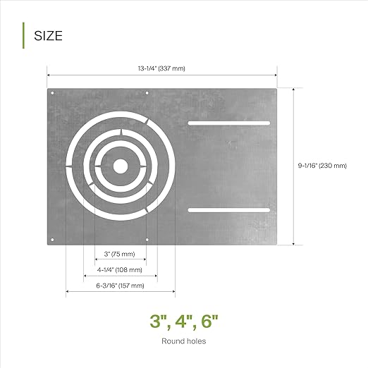 ASD 13 Inch New Construction Mounting Plate with Asymmetric Round Hole - 3/4/6 Inch Flat Steel Rough in Wafer Light Bracket, Shallow LED Recessed Lighting Housing, 6 Pack