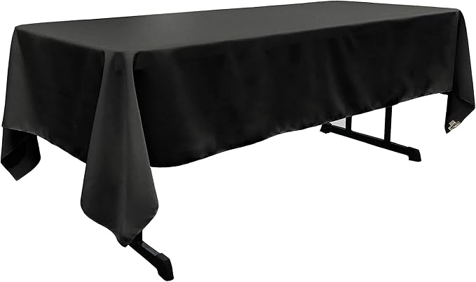 LA Linen Polyester Poplin Washable Rectangular Tablecloth, Stain and Wrinkle Resistant Table Cover 60x108, Fabric Table Cloth for Dinning, Kitchen, Party, Holiday 60 by 108-Inch, Black