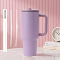 40oz simple design insulated water cup, 3 reusable straws and cleaning brushes | 304 stainless steel, long-term insulation and cold, no water leakage | 4 colors: pink/rose/purple/blue.