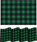 Artoid Mode Buffalo Plaid Vinyl Placemats Set of 4, 12x18 Inch Washable Non-Slip Heat Resistant Plastic Place Mats for Party Dining Table, Black/Green
