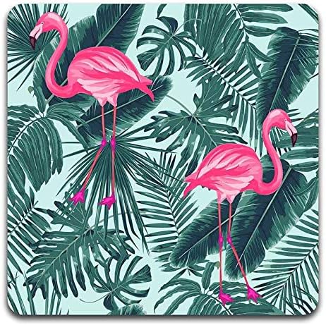Tropical Flamingo Square Coaster Set - Made of Recycled Rubber - Set of 4