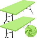 homing 2 Pack Rectangle Table Cloth, Elastic Fitted Fabric Tablecloth Fits for 6 Foot Folding Tables, Washable Table Cover for Picnic, Camping, Indoor & Outdoor (Lime Green, 30" x 72")