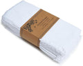 ACCENTHOME White Cotton Linen Napkin Set of 6 18x18 inch Dinner Napkins - Washable Soft Premium Hotel Quality Reusable Hemmed Edges Napkins Perfect Table Linens for Family Dinners, Weddings