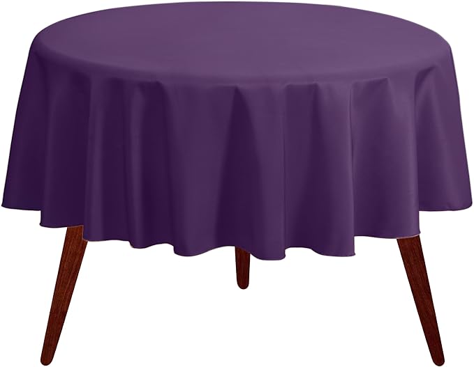 Gee Di Moda Round Tablecloth - 120 Inch Purple Round Table Cloth for 60 to 96 Inch Round Tables - Heavy Duty Washable Fabric - for Buffet Table, Holiday Party, Dinner, Wedding & Baby Shower