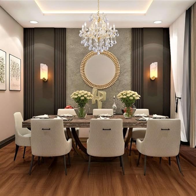 Modern Gold Chandelier Light Fixtures - 8 Lights Luxury Crystal Chandeliers for Dining Room, Kitchen Island, Living Room, Bedroom
