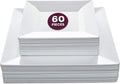Aya's 60ct Square Plastic Disposable Plates, White - 9.5-Inch 30 Dinner and 6.5-Inch 30 Salad Plates for Party - Heavy-Duty Hard Plastic Design for Wedding, Event, Christmas, and Thanksgiving