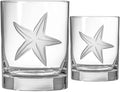 Rolf Glass Starfish Double Old Fashioned Glass | 13oz Lead-Free Glass Tumbler | Set of 2 | Etched Whiskey Tumbler Glasses | Proudly Made in the USA (Set of 2)