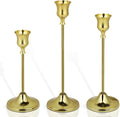 3PCS Candlestick Holders, Brass Gold Taper Candle Holders, Metal Vintage Candle Stick Holders for Table and Mantel Decorations, Home Decor Centerpieces for Dinning, Wedding and Party