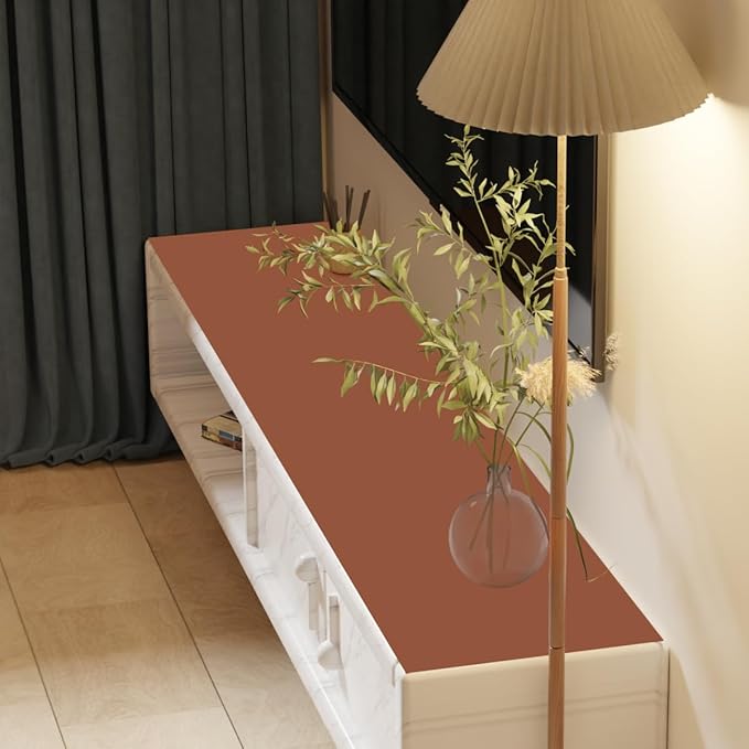 Nightstand Protector Top - 14x30 Inch Waterproof Easy to Clean Can Conceal Flaws Protector The Table Top from Scratches Used for Dining (Brown+Gray 14x30)