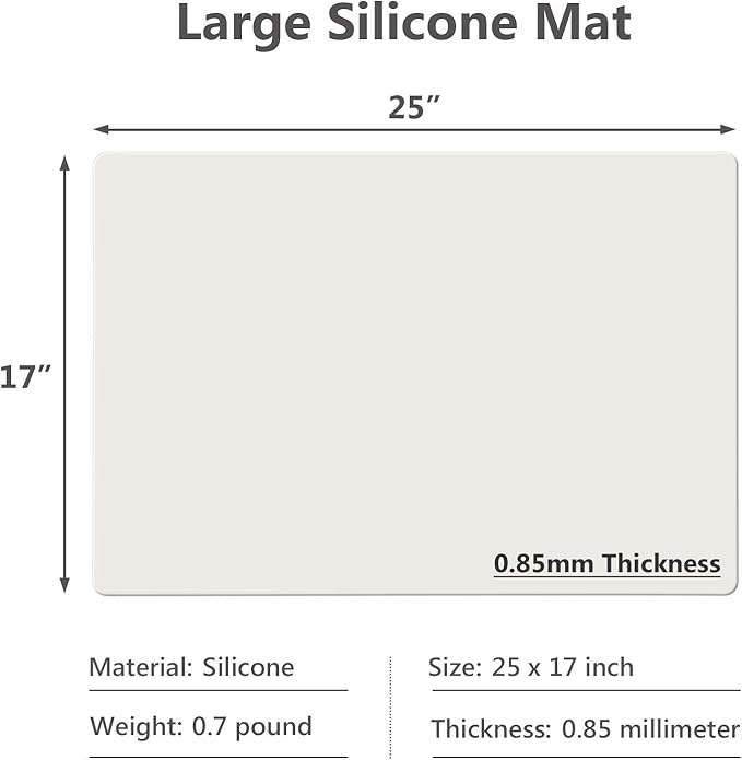 Gartful 25"x 17"x 0.03" Silicone Mats for Kitchen Counter, Large Silicone Countertop Protector, Nonskid Heat Resistant Desk Saver Pad, Multipurpose Mat, Placemat, Beige