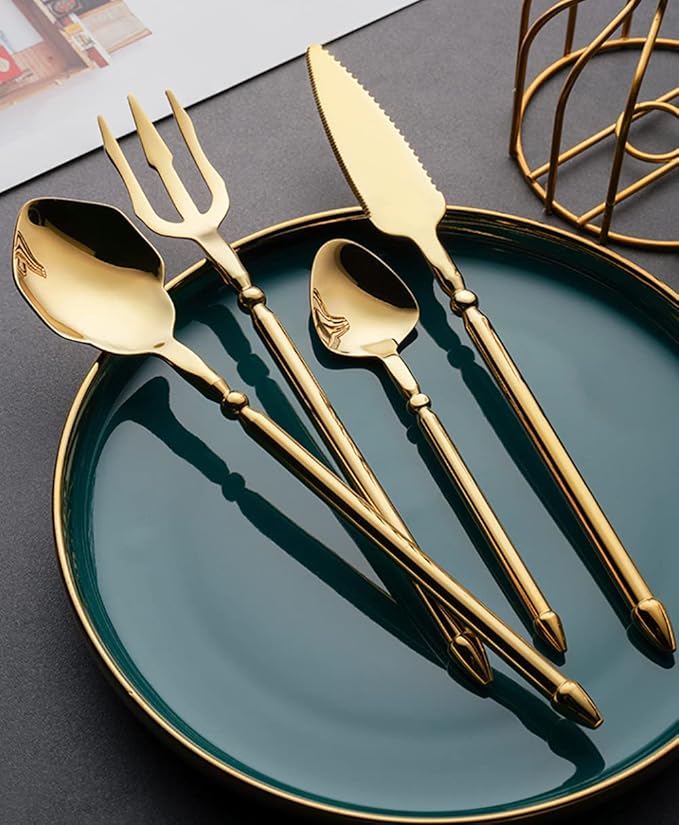 Silverware Set for 16 Durable 18/10 Stainless Steel Flatware Set Creative Styles 64 Piece Modern Cutlery Tableware Utensils Set for Home Kitchen Wedding Restaurant Knives forks and Spoons