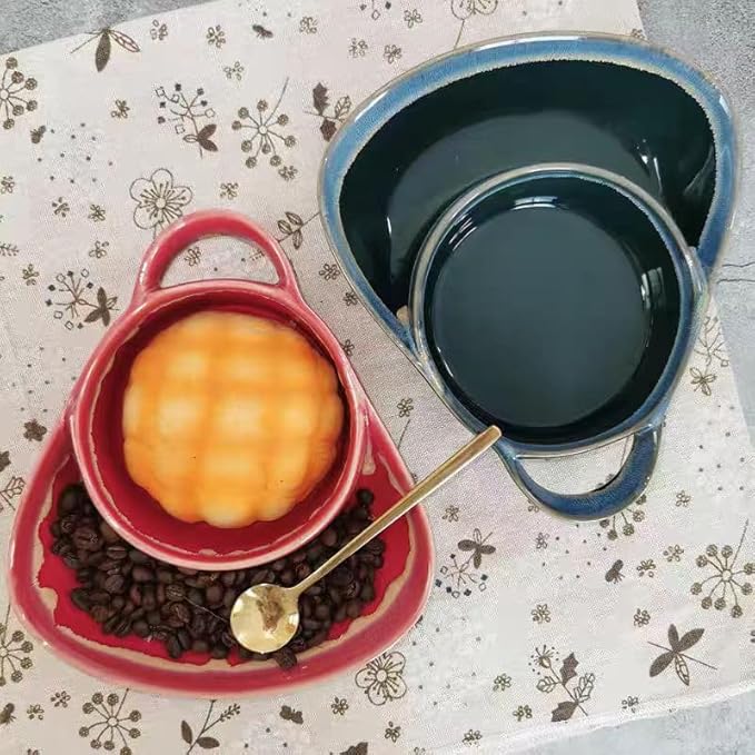Soup and Side Bowl Plate Ceramic, Chip and Dip Divided Bowls, Anti-Soggy Cereal Bowl Bread Dipping Bowls Plates for Salad Breakfast, and Sandwich Ideal for Home and Restaurant (blue)