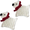UMIRRO Handwoven Drink Coasters for Coffee Table, Gifts for Dog Lovers, Cute Home Kitchen Decor for Room, Dog Themed Birthday Party Decorations - White Puppy with Red Scarf, Set of 2