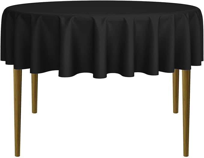 Lann's Linens - 70" Round Premium Tablecloth for Wedding/Banquet/Restaurant - Polyester Fabric Table Cloth - Black