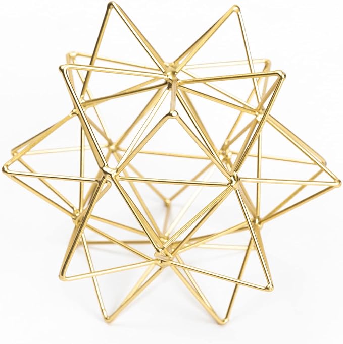 Metal Geometric Table Top Decor, 3D Metal Geometric Sculpture, Gold Abstract Sculpture for Home Decor, Table Art Decorations for Home, Living Room, Office, Bedroom