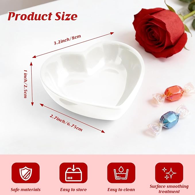 12PCS Heart Shaped Bowl Heart Bowl For Candy Lovers, Office Desk Decor, Home Snack Display, Valentine'S Day, Wedding Celebrations, Birthday Parties,Family Kitchen Use