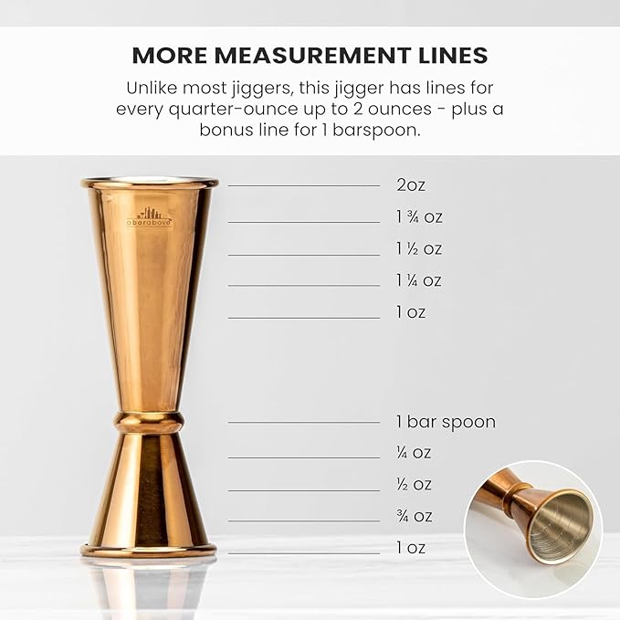 A Bar Above Premium Japanese Jigger, with 8 Measurements Inside, Professional and Heavy-Duty, 304 Stainless Steel Cocktail Double Jiggers, for Bartending, 1 Jigger, Black
