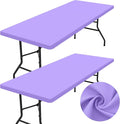 homing 2 Pack Rectangle Table Cloth, Elastic Fitted Fabric Tablecloth Fits for 8 Foot Folding Tables, Washable Table Cover for Picnic, Camping, Indoor & Outdoor (Lavender, 30" x 96")