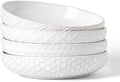 Embossed Ceramic Pasta Bowls, 42 oz Bowl Plates Set,9-Inch Large Serving Bowls Set of 4, Perfect for Pasta, Salad, Fruit, Sturdy&Stackable, Microwave & Dishwasher Safe