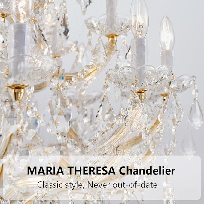 Large Gold Chandelier Light Fixtures - 24 Lights, 3 Layers Modern Crystal Chandeliers for Lobby, Foyer, Entrance Hall, Staircase