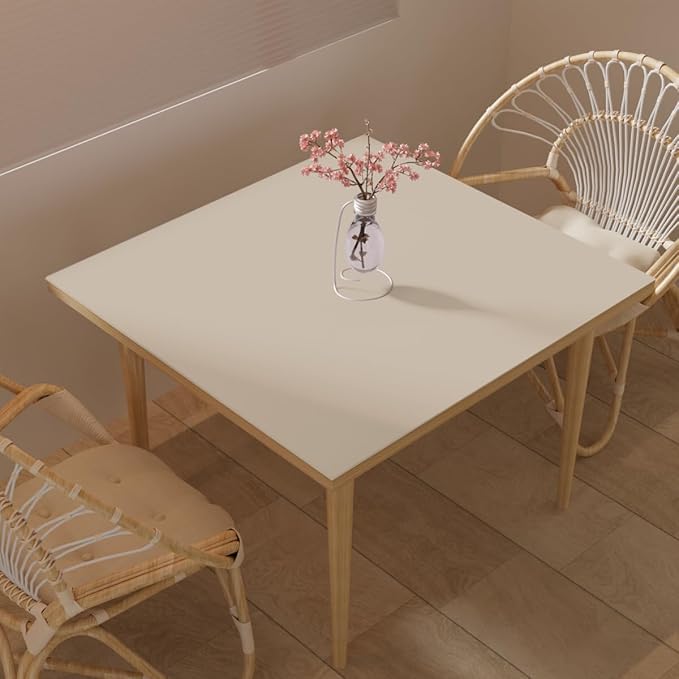 Leather Table Cover,1.8mm Thick,36x36 Inch Table Protector,Table Protector for Dining Room Table,Dining Table Protector.(Beige+Light Gray,36x36)