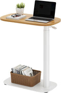 SANODESK Small Standing Desk Pneumatic Height Adjustable Small Sit Stand Desk Laptop Desk Overbed Table Computer Cart for Home Office Computer Workstations(23.6" W x 13.8" D,Maple)