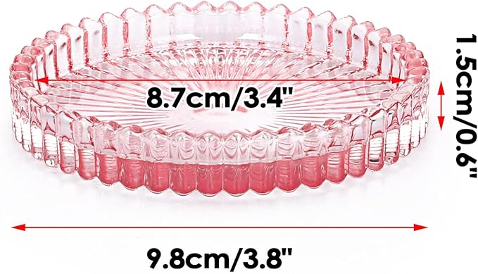 JUXYES 8 Pack Clear Pink Crystal Coasters Round Cup Mat, Glass Coasters for Drinks Coffee Tea Wine, Decorative Wine Bottle Coaster, Crystal Drink Coasters for Restaurant bar Kitchen Dining Table