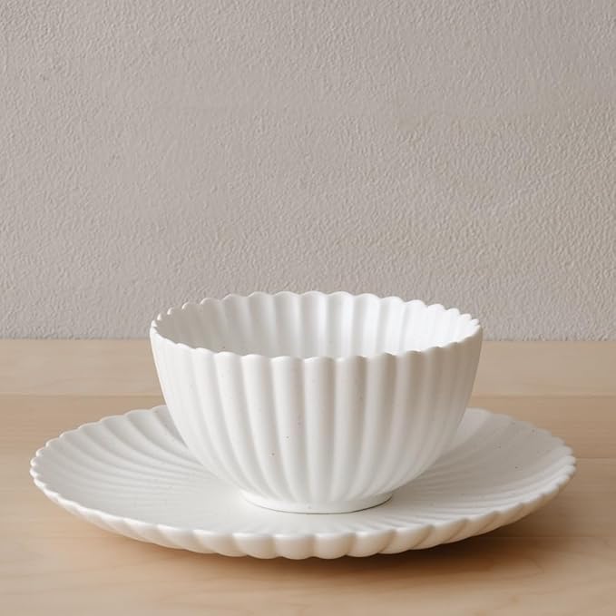 WENSHUO Daisy Plates Set of 6 (Nacre White, 10.5 Inch)