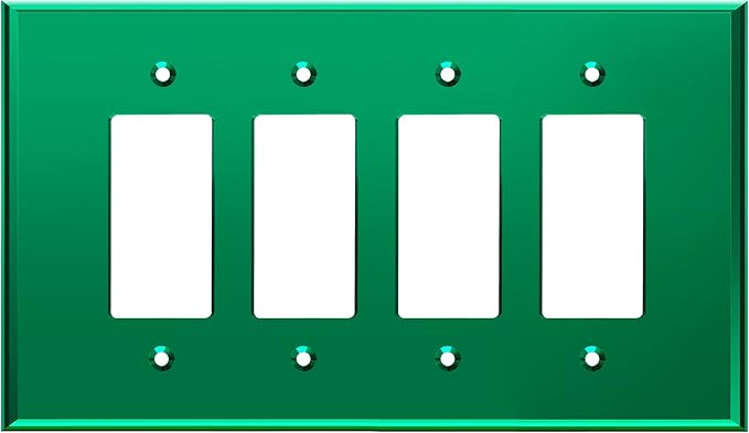 LIDER Reflective Acrylic Decorator Wall Plate, Mirrored Light Switch Plate, Plexiglass Outlet Cover, Acrylic Glass, Oversized 4-Gang 5.25" x 8.88", LWP-34O-AGR, Green