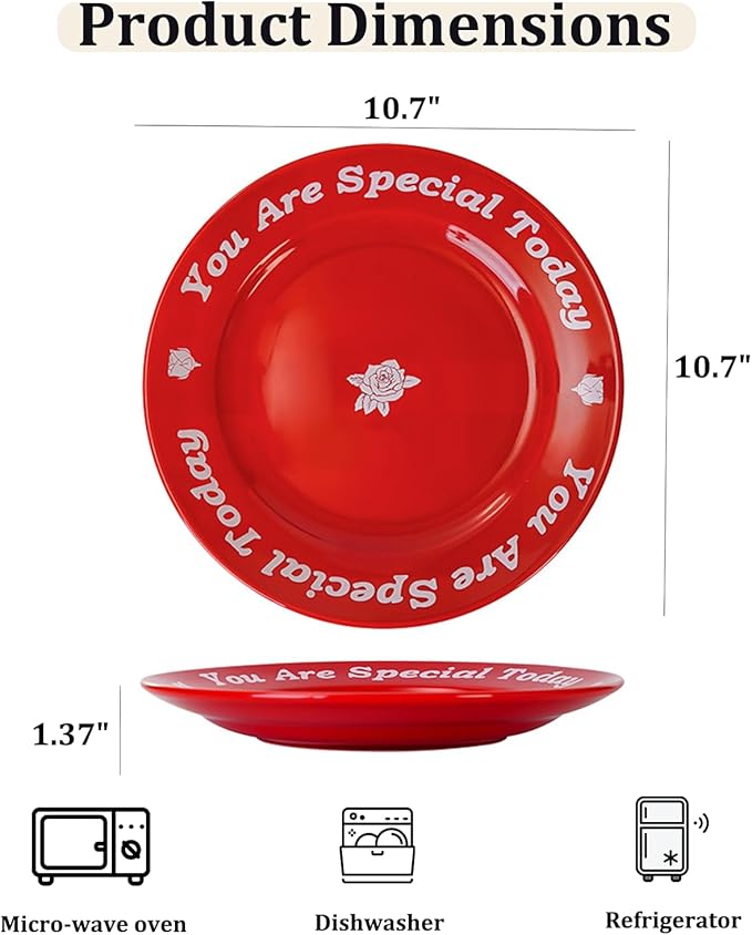 You Are Special Today Red Ceramic Celebration Plate, 10.6" Dinner Plate for Birthday, Wedding, Anniversary, Graduation & Family Traditions - Decorative Keepsake Gift Dish with Gift Box (1 Pack)