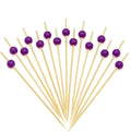 Minisland Purple Pearl Cocktail Picks, 4.7 Inch Long Bamboo Fancy Toothpicks for Appetizers, Decorative Bridal Wedding Holiday Party Food Drink Garnish Fruit Kabob Skewer Sticks 100 Counts - MSL454