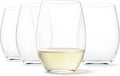 Amazon Basics Stemless White Wine Glasses, 4-Piece Set, 14 oz., Dishwasher-Safe