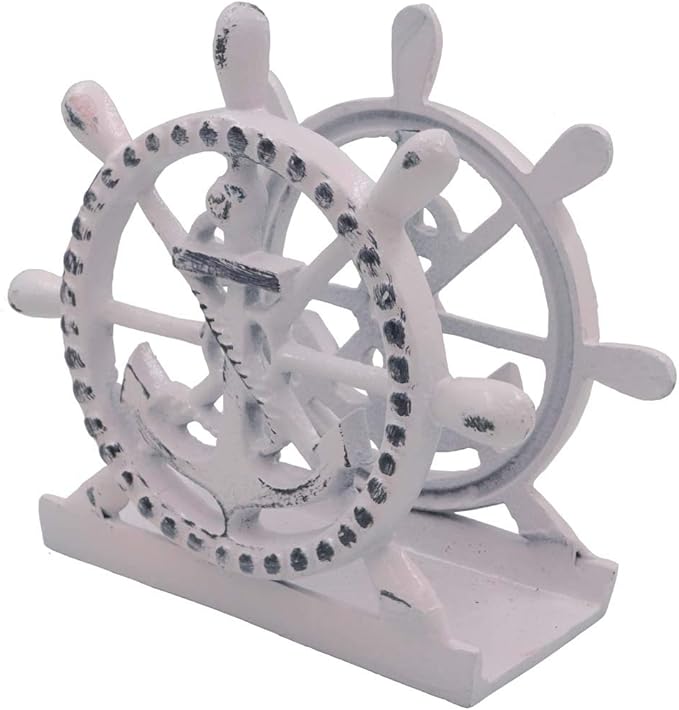 THDC Nautical Napkin Holder, Lunch, Dinner, Nautical Collection Napkin Holder, Made of Metal (Anchor Distressed Pink)