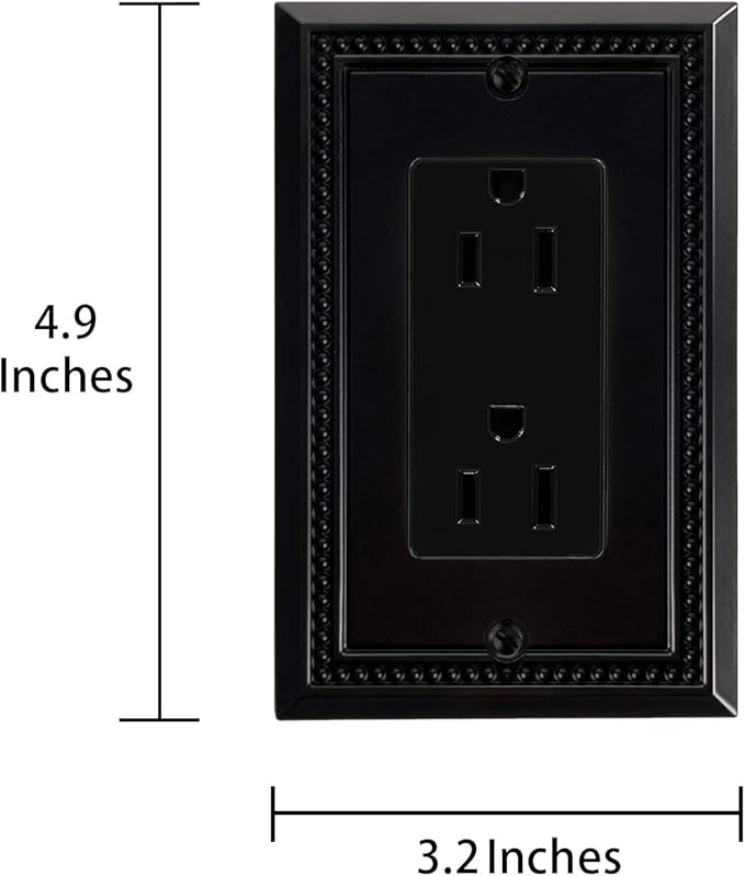 Henne Bery Sunken Pearls Heavy Duty Switch Plate/Wall Plate/Outlet Cover (Single Decorator 2PK, Matte Black)
