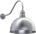 Steel Lighting Co. Hollywood Bowl Light | Outdoor Wall Mounted | 15 inch Bowl Dome | 23 inch Gooseneck | Barn Light Made in America | Galvanized Exterior/Galvanized Interior