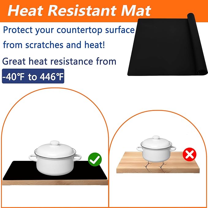 Extra Large Silicone Mat, 78.7''x23.6''(200cmx60cm) Heat Resistant Mats for Countertop, Waterproof Countertop Protector, Cuttable Kitchen Countertop Mat, Silicone Mat for Kitchen Island, Translucent