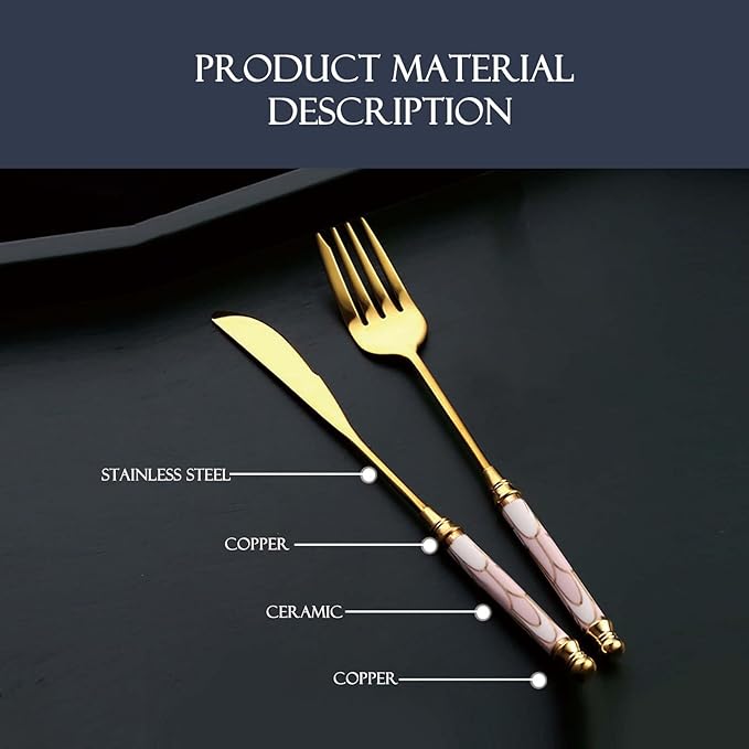 30-piece Silverware Set With Ceramic Handle, Premium Food Grade Stainless Steel Flatware Sets, Mirror Polished Cutlery Set, Dishwasher Safe (for 6 People)