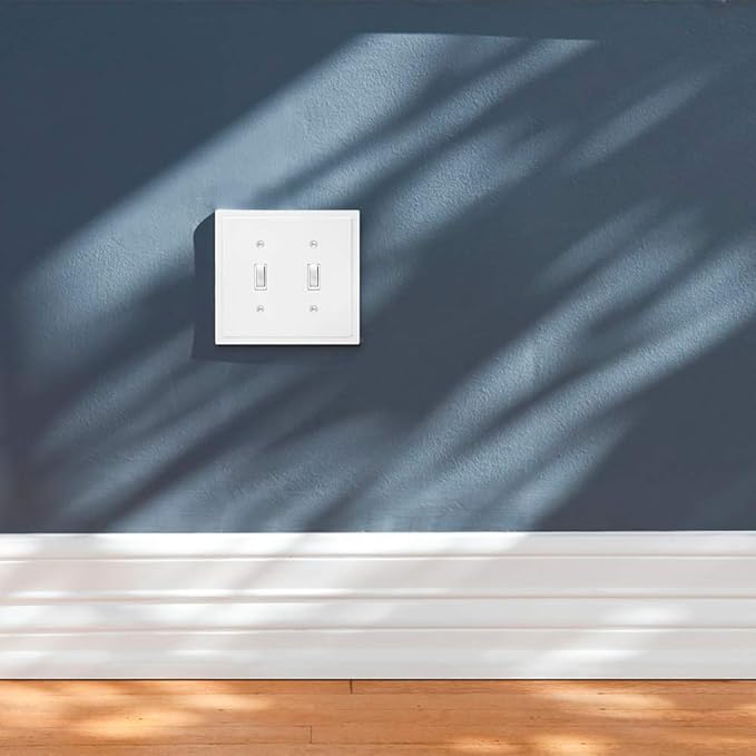 Henne Bery Modern Edge Decorative Wall Plate Switch Plate Outlet Cover, Durable Solid Zinc Alloy (Double Toggle, Pure White)