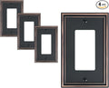 4-Pack Decorator Outlet Cover Plate, Aged Bronze Decorative Switch Plates and Outlet Covers, Durable Zinc Alloy Wall Plates for Electrical Outlets, Receptacle, GFCI Outlet, Dimmer Switch