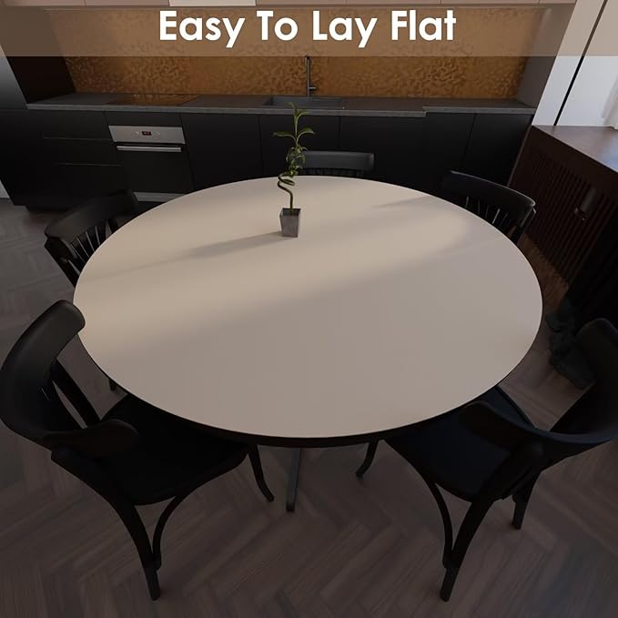 Small Round Table Cover - Can Be Used On Both Sides Waterproof and Easy to Clean Good Flatness Used for Coffee Table Dining Table(Light Beige+Light Gray Dia.24Inch)